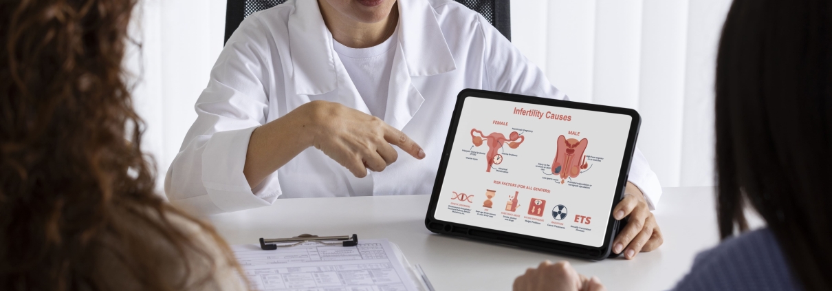 High angle of a doctor sharing the best non-surgical fibroid treatment with her patients
